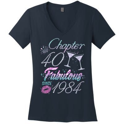 Cute Chapter 40th Birthday Fabulous Since 1984 Women's V-Neck T-Shirt