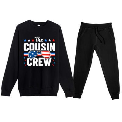 Cousin Crew 4th Of July Patriotic American Family Matching Gift Premium Crewneck Sweatsuit Set