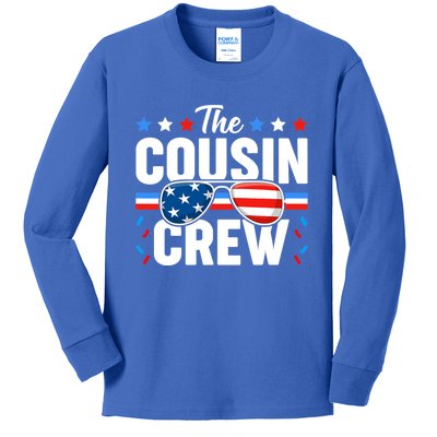 Cousin Crew 4th Of July Patriotic American Family Matching Gift Kids Long Sleeve Shirt