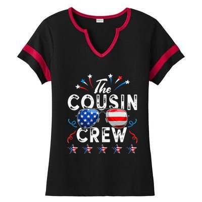 Cousin Crew 4th of July Patriotic American Family Matching Ladies Halftime Notch Neck Tee