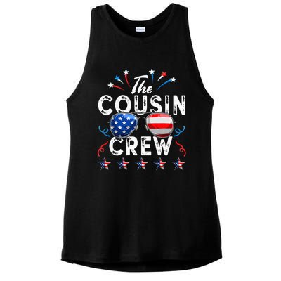 Cousin Crew 4th of July Patriotic American Family Matching Ladies PosiCharge Tri-Blend Wicking Tank