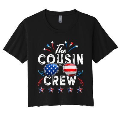 Cousin Crew 4th of July Patriotic American Family Matching Women's Crop Top Tee