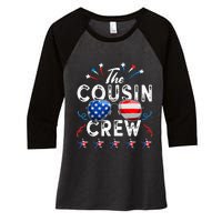 Cousin Crew 4th of July Patriotic American Family Matching Women's Tri-Blend 3/4-Sleeve Raglan Shirt