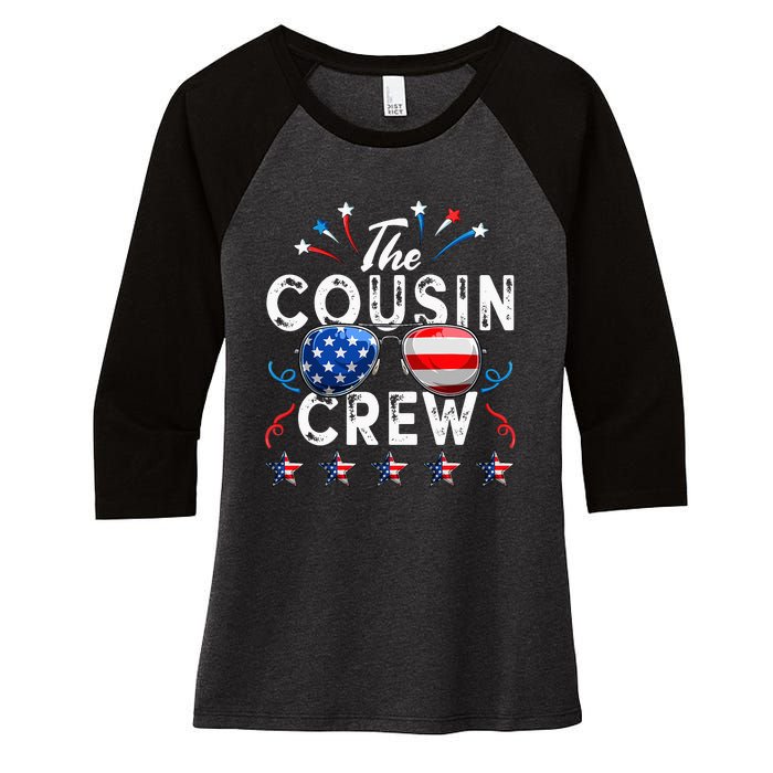 Cousin Crew 4th of July Patriotic American Family Matching Women's Tri-Blend 3/4-Sleeve Raglan Shirt