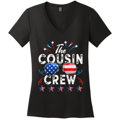 Cousin Crew 4th of July Patriotic American Family Matching Women's V-Neck T-Shirt