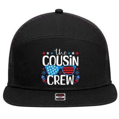 Cousin Crew 4th Of July Patriotic American Family Matching Gift 7 Panel Mesh Trucker Snapback Hat