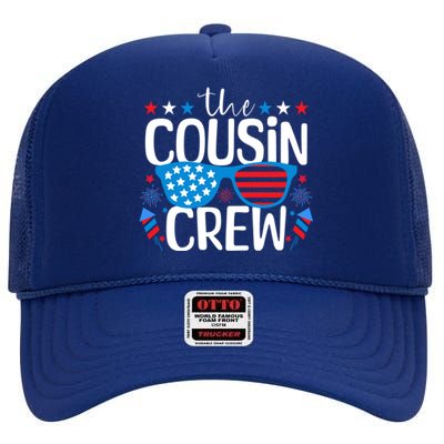 Cousin Crew 4th Of July Patriotic American Family Matching Gift High Crown Mesh Back Trucker Hat