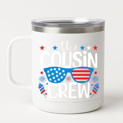 Cousin Crew 4th Of July Patriotic American Family Matching Gift 12 oz Stainless Steel Tumbler Cup