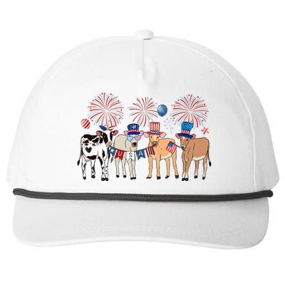 Cute Cows 4th Of July Snapback Five-Panel Rope Hat