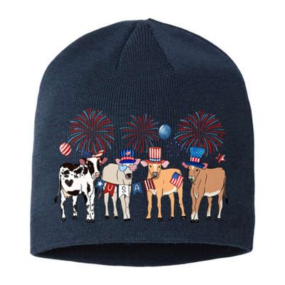 Cute Cows 4th Of July Sustainable Beanie