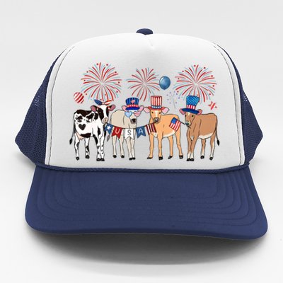 Cute Cows 4th Of July Trucker Hat