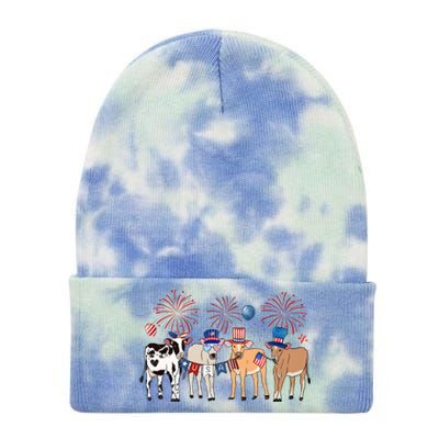 Cute Cows 4th Of July Tie Dye 12in Knit Beanie