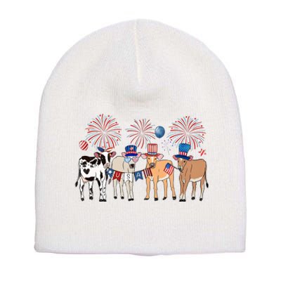 Cute Cows 4th Of July Short Acrylic Beanie