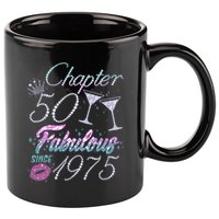 Cute Chapter 50th Birthday Fabulous Since 1975 11oz C Handle Ceramic Mug
