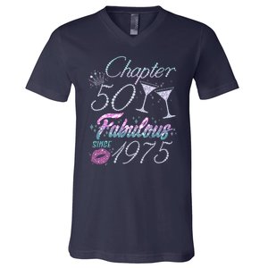 Cute Chapter 50th Birthday Fabulous Since 1975 V-Neck T-Shirt