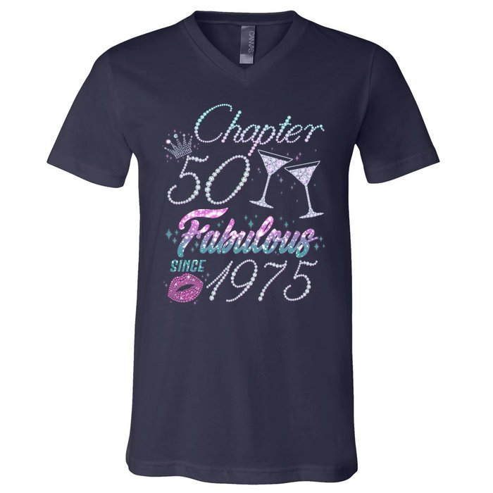 Cute Chapter 50th Birthday Fabulous Since 1975 V-Neck T-Shirt