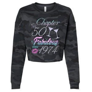 Cute Chapter 50th Birthday Fabulous Since 1974 Cropped Pullover Crew