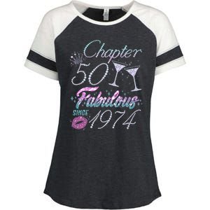 Cute Chapter 50th Birthday Fabulous Since 1974 Enza Ladies Jersey Colorblock Tee