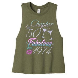 Cute Chapter 50th Birthday Fabulous Since 1974 Women's Racerback Cropped Tank