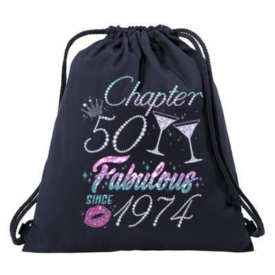 Cute Chapter 50th Birthday Fabulous Since 1974 Drawstring Bag