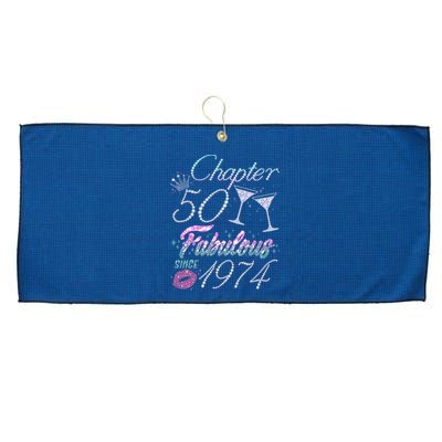 Cute Chapter 50th Birthday Fabulous Since 1974 Large Microfiber Waffle Golf Towel