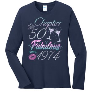 Cute Chapter 50th Birthday Fabulous Since 1974 Ladies Long Sleeve Shirt