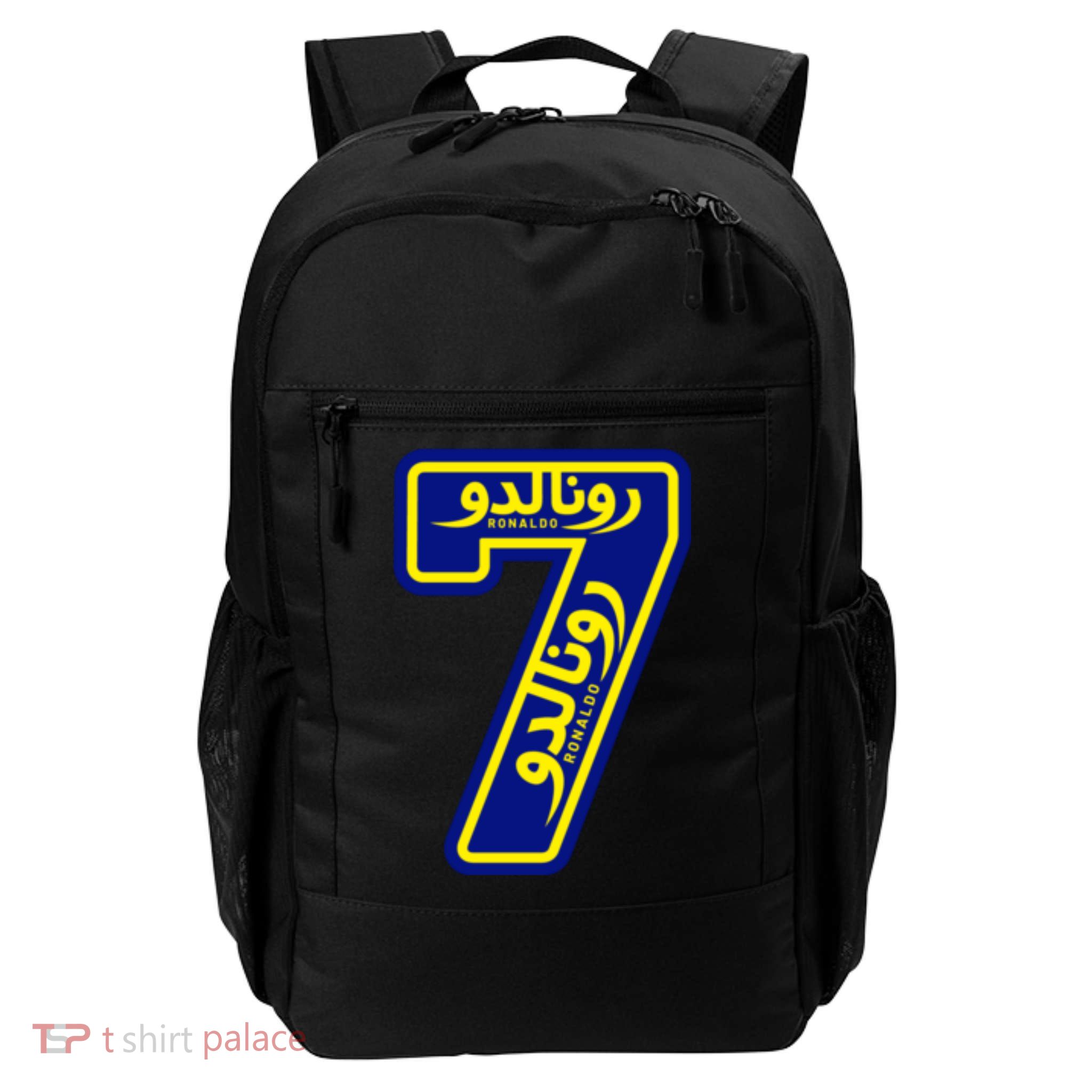 Cool Cristiano 7 Al Nassr Soccer Player Jersey In Arabic And English Daily Commute Backpack