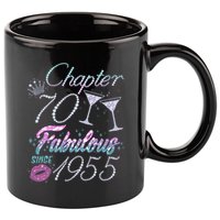 Cute Chapter 70th Birthday Fabulous Since 1955 11oz C Handle Ceramic Mug