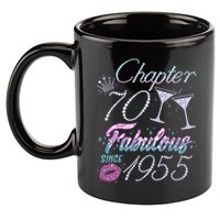 Cute Chapter 70th Birthday Fabulous Since 1955 11oz C Handle Ceramic Mug