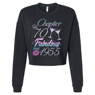 Cute Chapter 70th Birthday Fabulous Since 1955 Cropped Pullover Crew