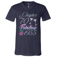 Cute Chapter 70th Birthday Fabulous Since 1955 V-Neck T-Shirt