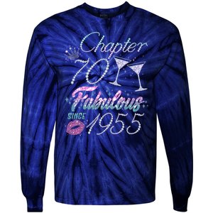 Cute Chapter 70th Birthday Fabulous Since 1955 Tie-Dye Long Sleeve Shirt