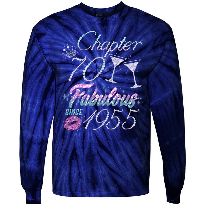 Cute Chapter 70th Birthday Fabulous Since 1955 Tie-Dye Long Sleeve Shirt