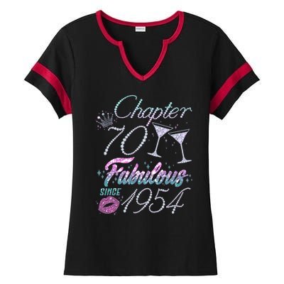 Cute Chapter 70th Birthday Fabulous Since 1954 Ladies Halftime Notch Neck Tee