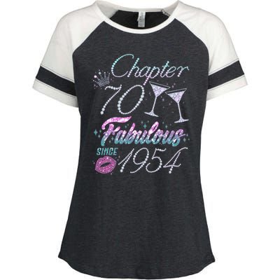 Cute Chapter 70th Birthday Fabulous Since 1954 Enza Ladies Jersey Colorblock Tee