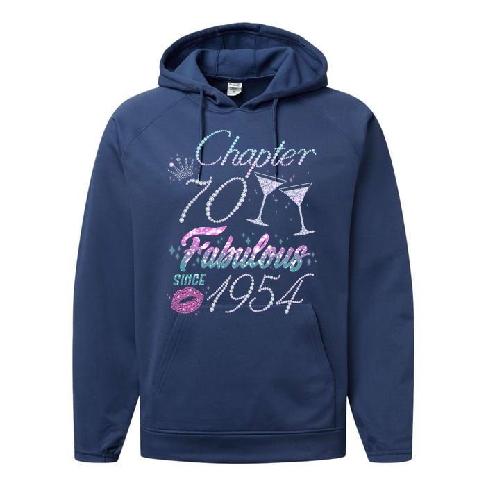 Cute Chapter 70th Birthday Fabulous Since 1954 Performance Fleece Hoodie