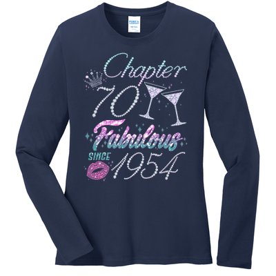 Cute Chapter 70th Birthday Fabulous Since 1954 Ladies Long Sleeve Shirt