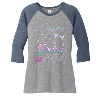 Cute Chapter 70th Birthday Fabulous Since 1954 Women's Tri-Blend 3/4-Sleeve Raglan Shirt