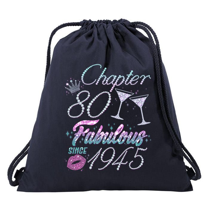 Cute Chapter 80th Birthday Fabulous Since 1945 Drawstring Bag