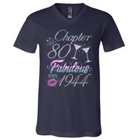 Cute Chapter 80th Birthday Fabulous Since 1944 V-Neck T-Shirt