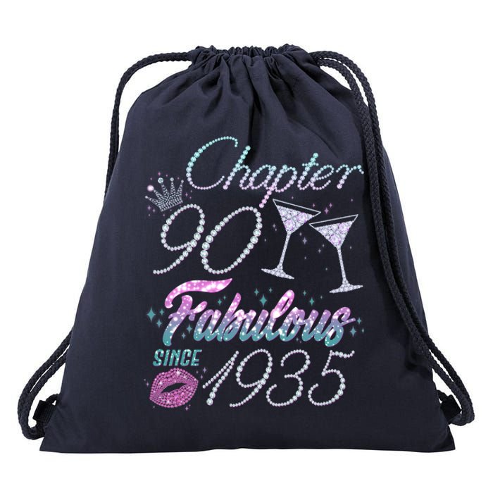 Cute Chapter 90th Birthday Fabulous Since 1935 Drawstring Bag