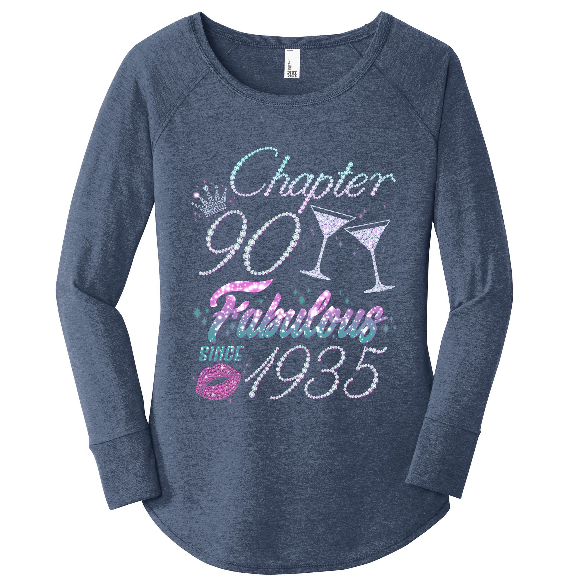 Cute Chapter 90th Birthday Fabulous Since 1935 Women's Perfect Tri Tunic Long Sleeve Shirt