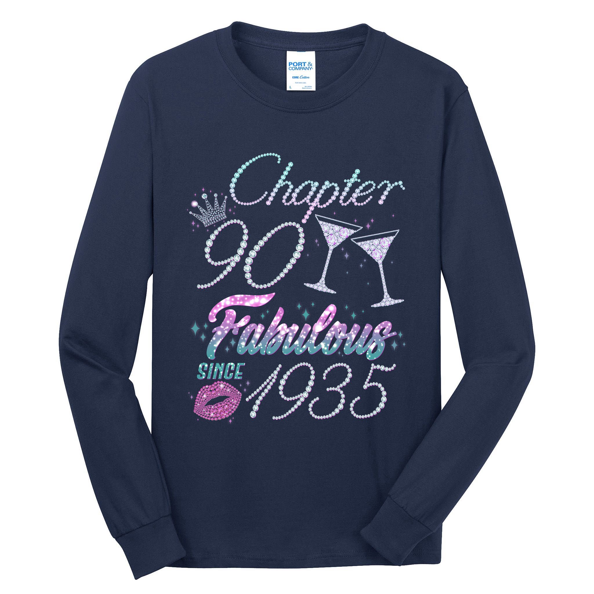Cute Chapter 90th Birthday Fabulous Since 1935 Tall Long Sleeve T-Shirt