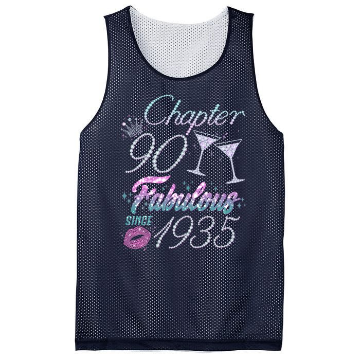 Cute Chapter 90th Birthday Fabulous Since 1935 Mesh Reversible Basketball Jersey Tank