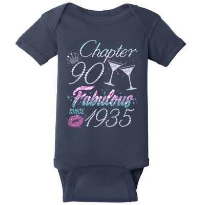 Cute Chapter 90th Birthday Fabulous Since 1935 Baby Bodysuit