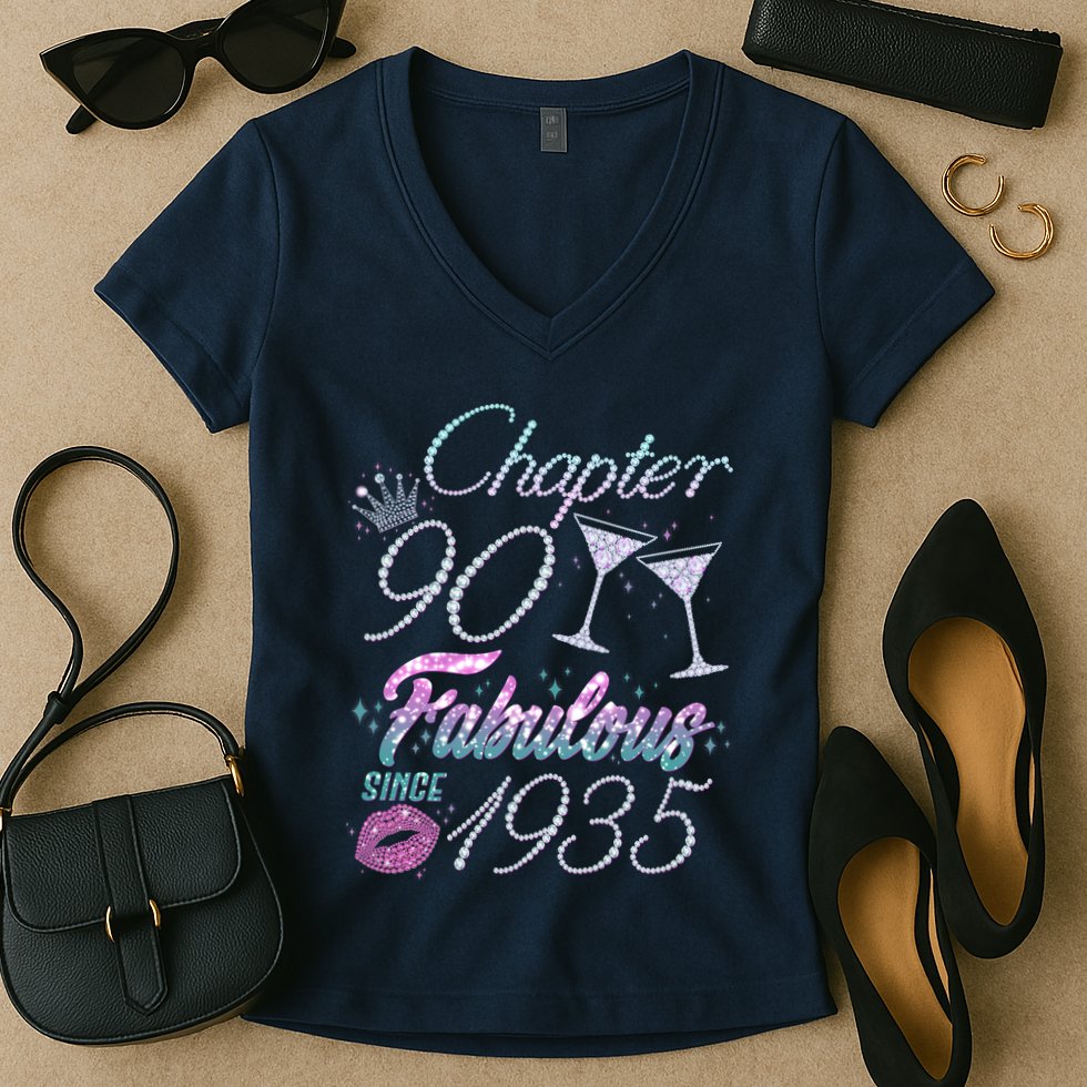 Cute Chapter 90th Birthday Fabulous Since 1935 Women's V-Neck T-Shirt