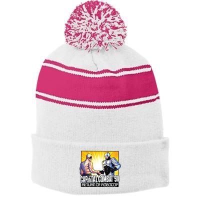Capital Combat 90 Return Of Robocop Stripe Pom Pom Beanie