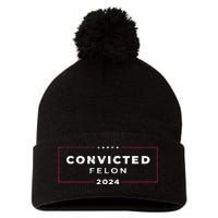 Trump 2024 Convicted Felon  Pom Pom 12in Knit Beanie