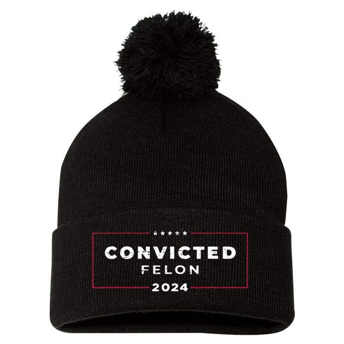 Trump 2024 Convicted Felon  Pom Pom 12in Knit Beanie