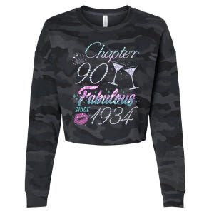 Cute Chapter 90th Birthday Fabulous Since 1934 Cropped Pullover Crew